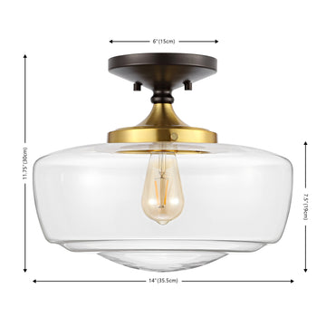 Marfa 14" Glass/Iron Farmhouse Modern LED Flush Mount